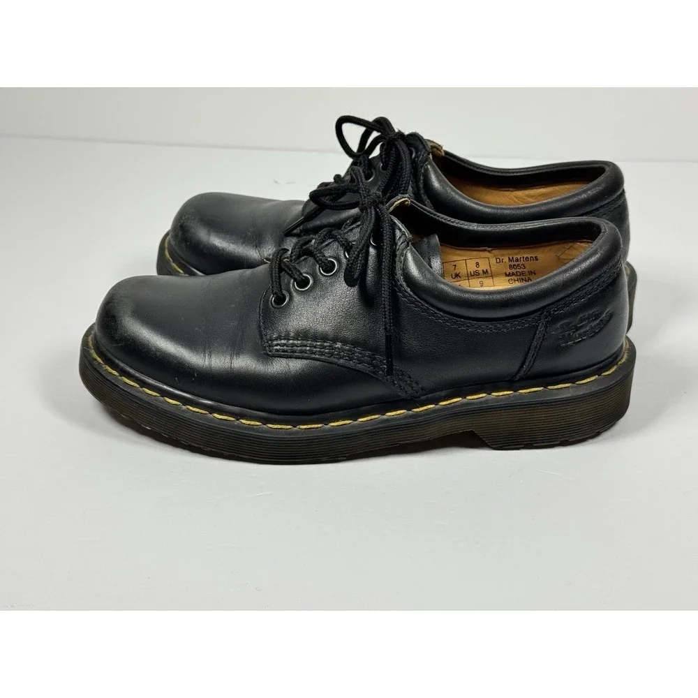 Dr Martens 8053 Black Leather Oxford Shoes Mens 8 Women 9 Chunky AirWair Lace Up